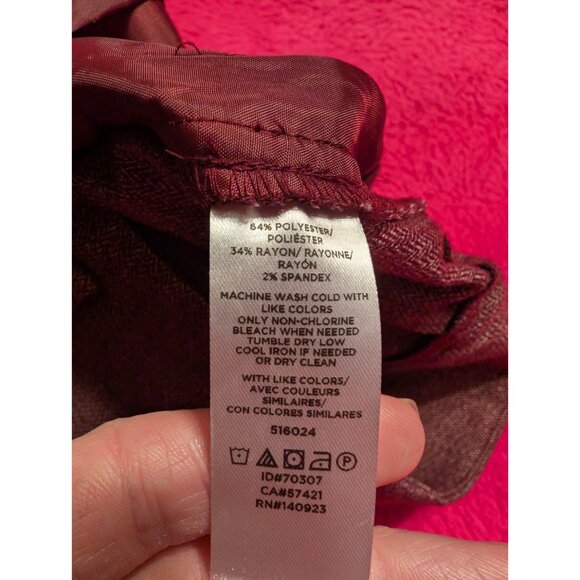 LOFT Outlet Skirt Size 0 Burgundy Herringbone Textured Pockets Career Work Mini - Picture 5 of 5